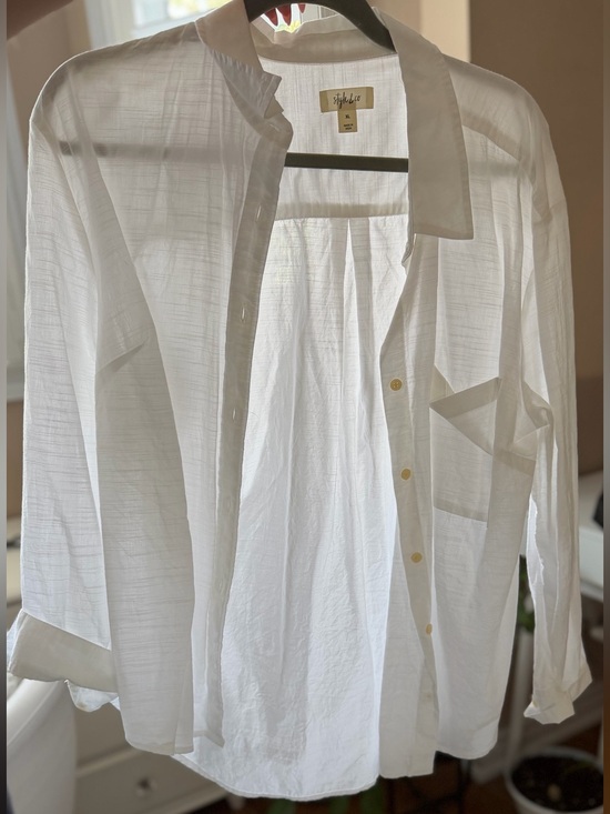 Style & Co. Other - Style & Co. White Semi-Sheer Button-Down Shirt